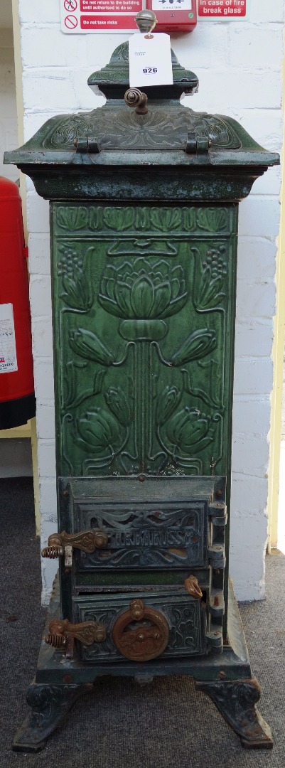 Appraisal: A Continental cast iron cathedral heater early th century green