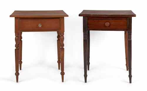 Appraisal: Two Sheraton mixed wood one-drawer stands th c h w