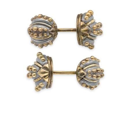 Appraisal: Pair of Gold and Oxidized Silver Cufflinks David Webb Estimate