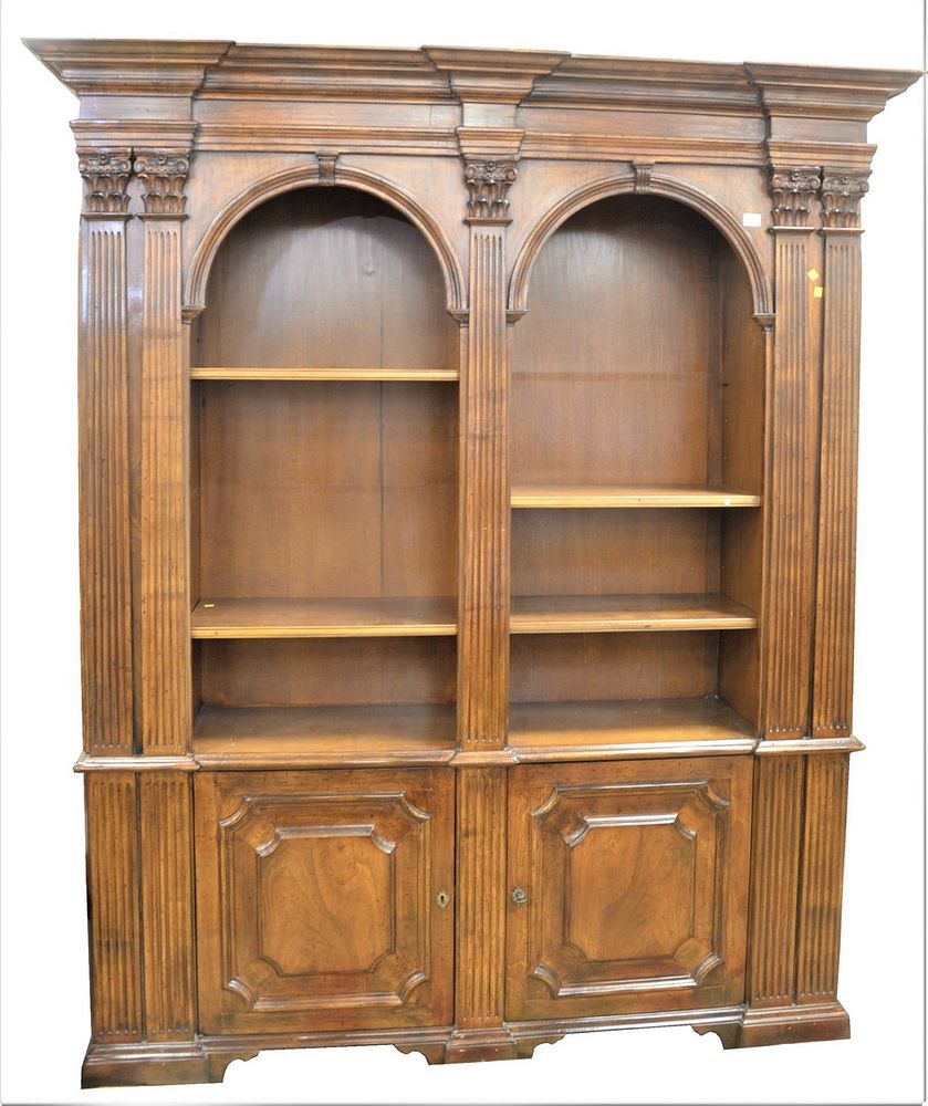 Appraisal: Walnut Bookcase with fluted pilaster ends with open shelves and