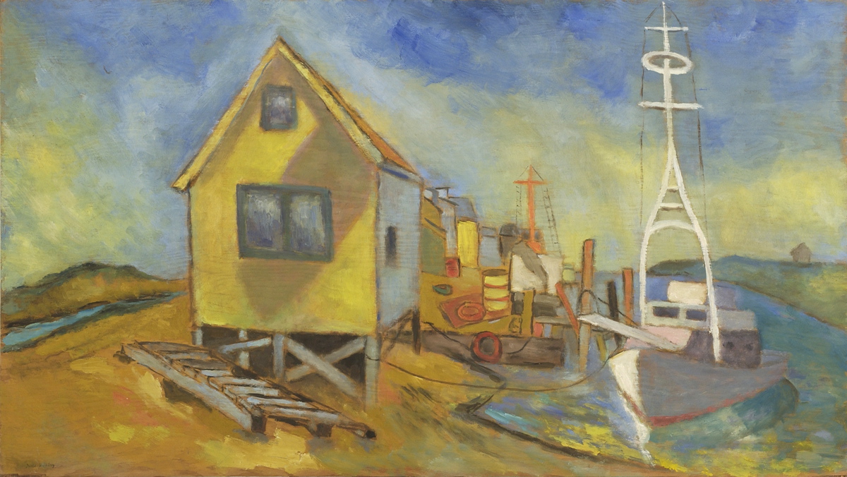 Appraisal: DAVID WAINBERGAmerican th CenturyMartha's Vineyard harbor scene Signed lower right