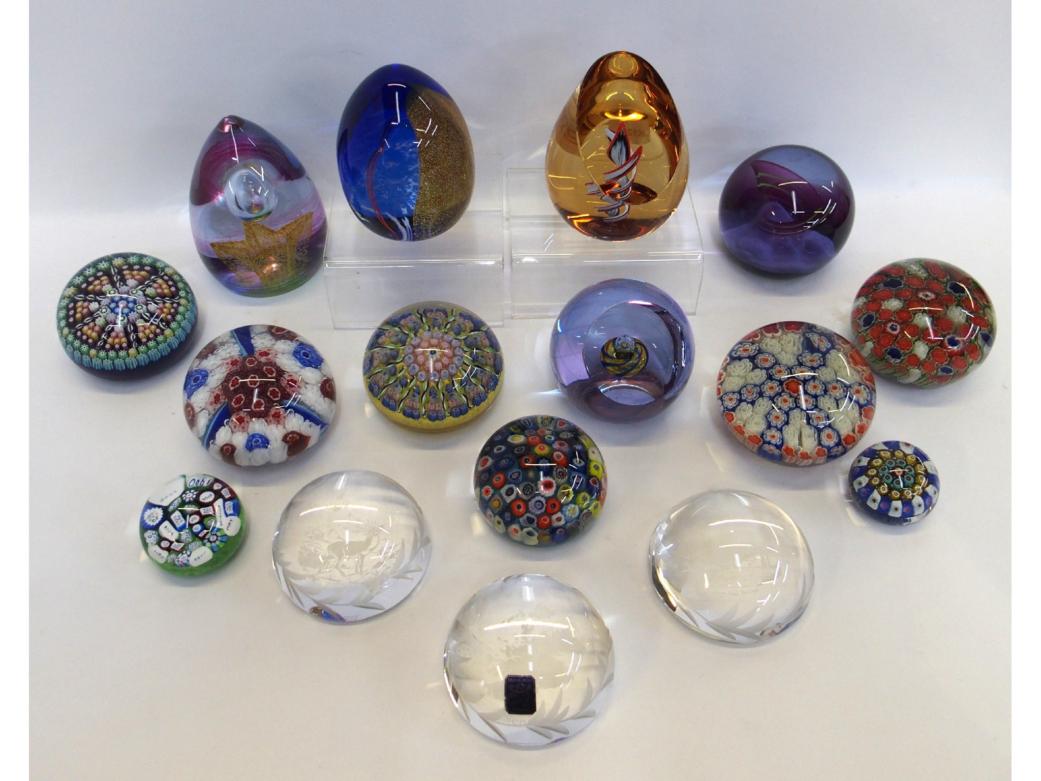 Appraisal: John Deacons millefiori paperweight with lots of date canes included