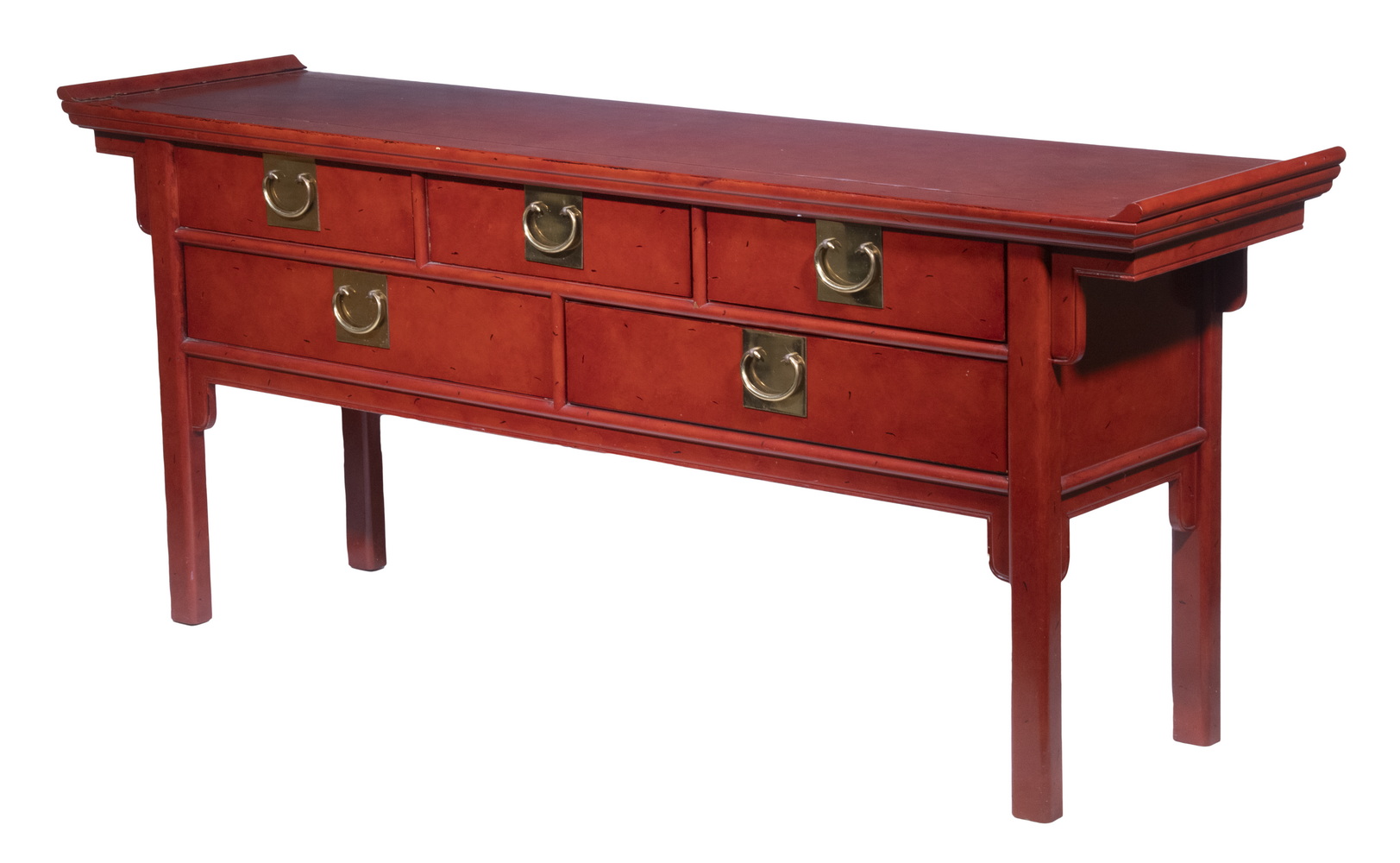 Appraisal: CENTURY FURNITURE RED LACQUERED SIDEBOARD Custom Chin Hua Cabinet in