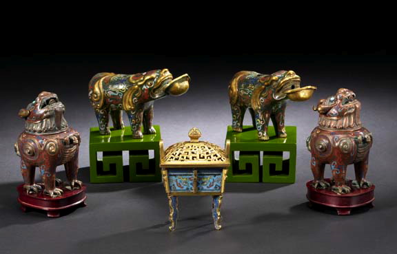 Appraisal: Pair of Chinese Cloisonne Incense Burners each in the form