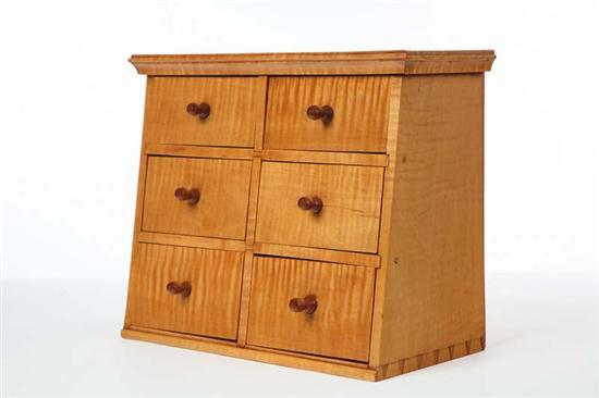 Appraisal: SMALL SET OF DRAWERS In curly maple Dovetailed construction of