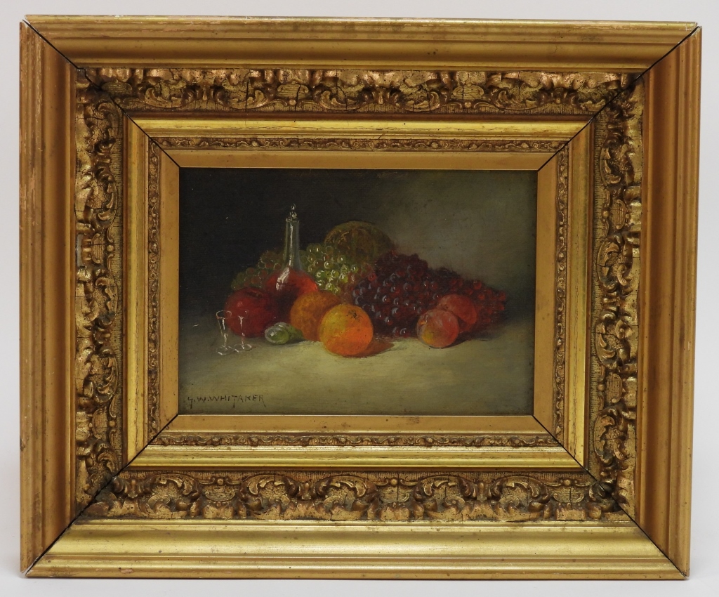 Appraisal: GEORGE WHITAKER FRUIT ON TABLE STILL LIFE PAINTING Rhode Island