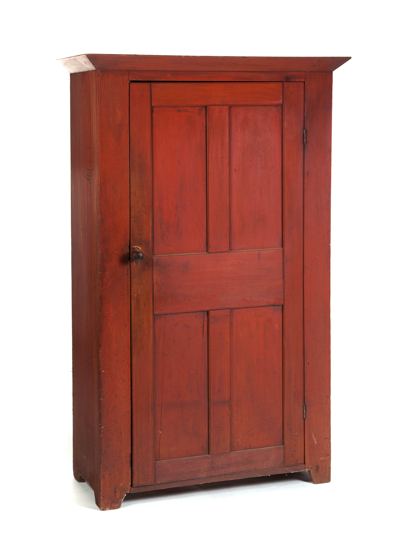 Appraisal: PAINTED ONE-DOOR CUPBOARD American mid th century poplar Dovetailed case