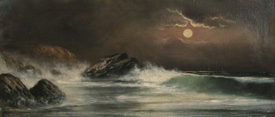 Appraisal: C WEBER American th century MOONLIGHT ON ROCKY COAST signed