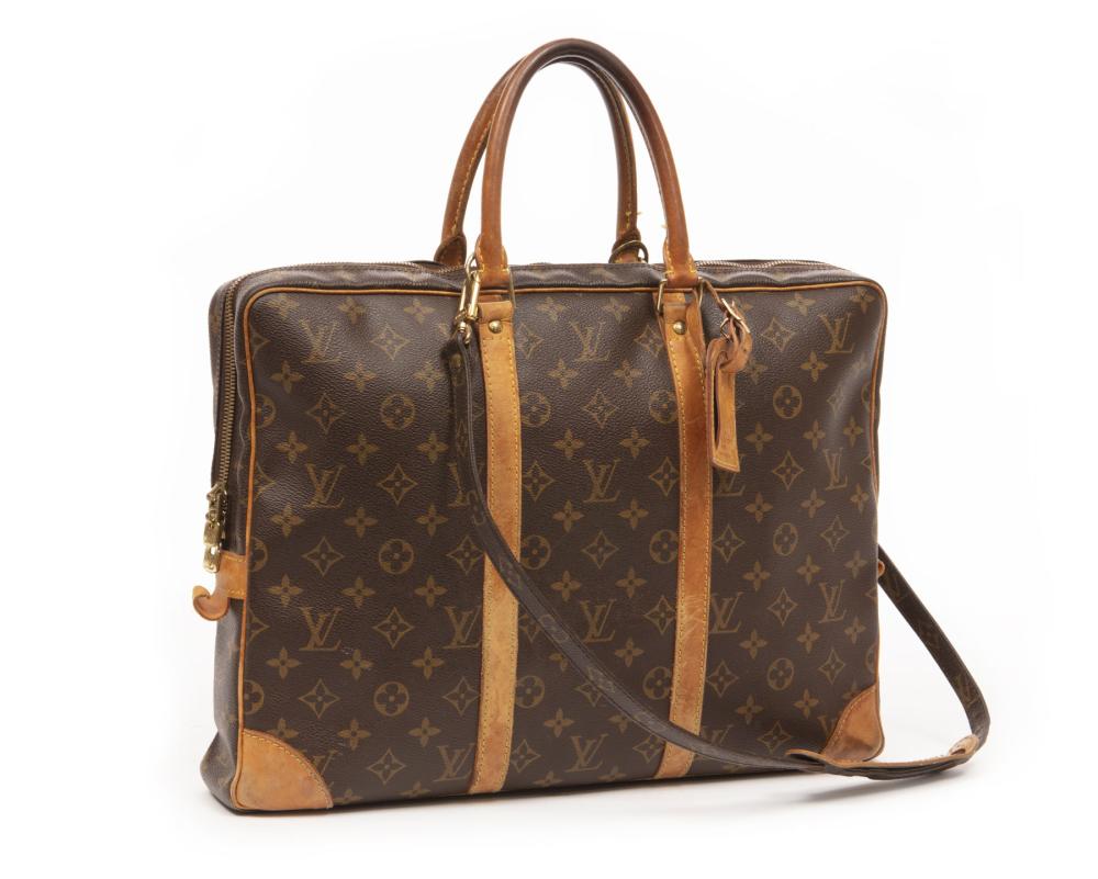 Appraisal: Vintage Louis Vuitton Monogram Canvas Porte Documents Voyages Briefcase brown