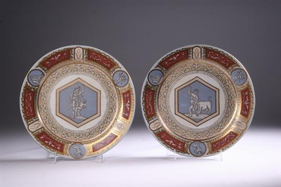 Appraisal: PAIR FRENCH PORCELAIN CABINET PLATES th century Strasbourg mark Each