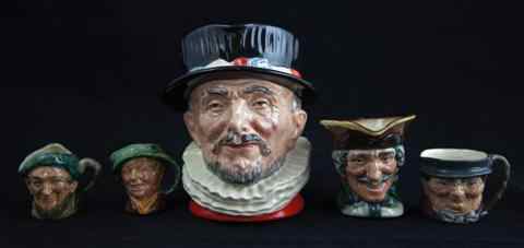 Appraisal: ROYAL DOULTON 'BEEFEATER' JUG AND FOUR OTHERS no D in