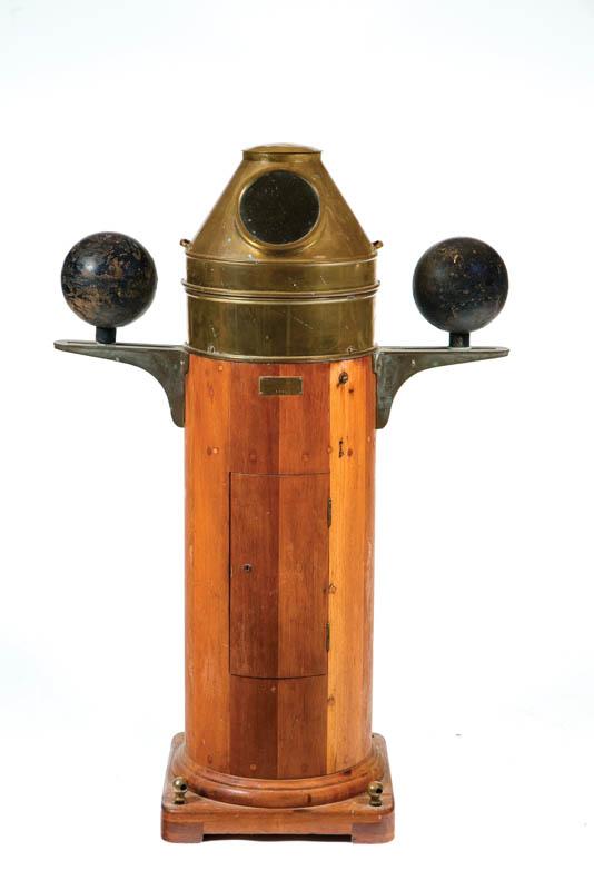 Appraisal: BINNACLE American th century Wooden base with brass top over