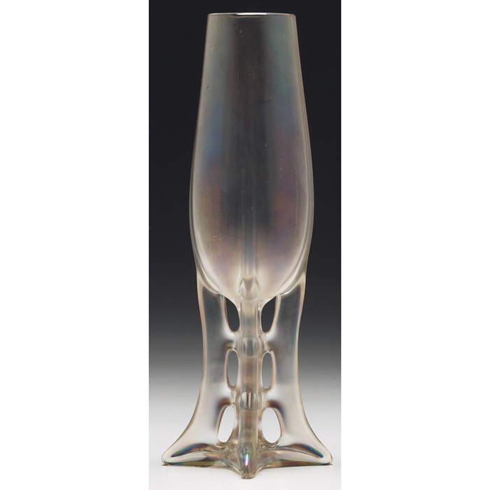 Appraisal: Haida vase attribution fluted shape in frosted and iridescent glass