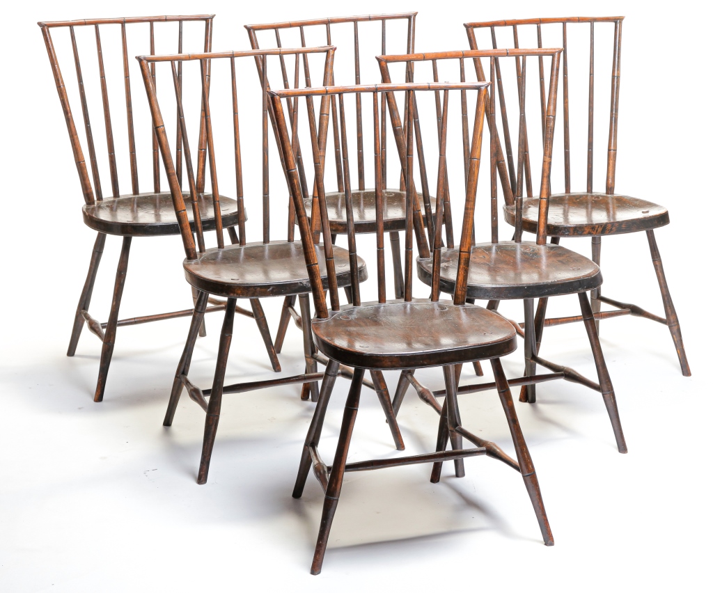 Appraisal: SIX AMERICAN BAMBOO WINDSOR SIDE CHAIRS Second quarter th century