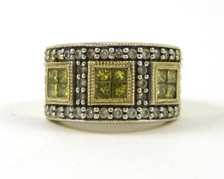 Appraisal: FANCY YELLOW DIAMOND RING The k gold ring with round-cut