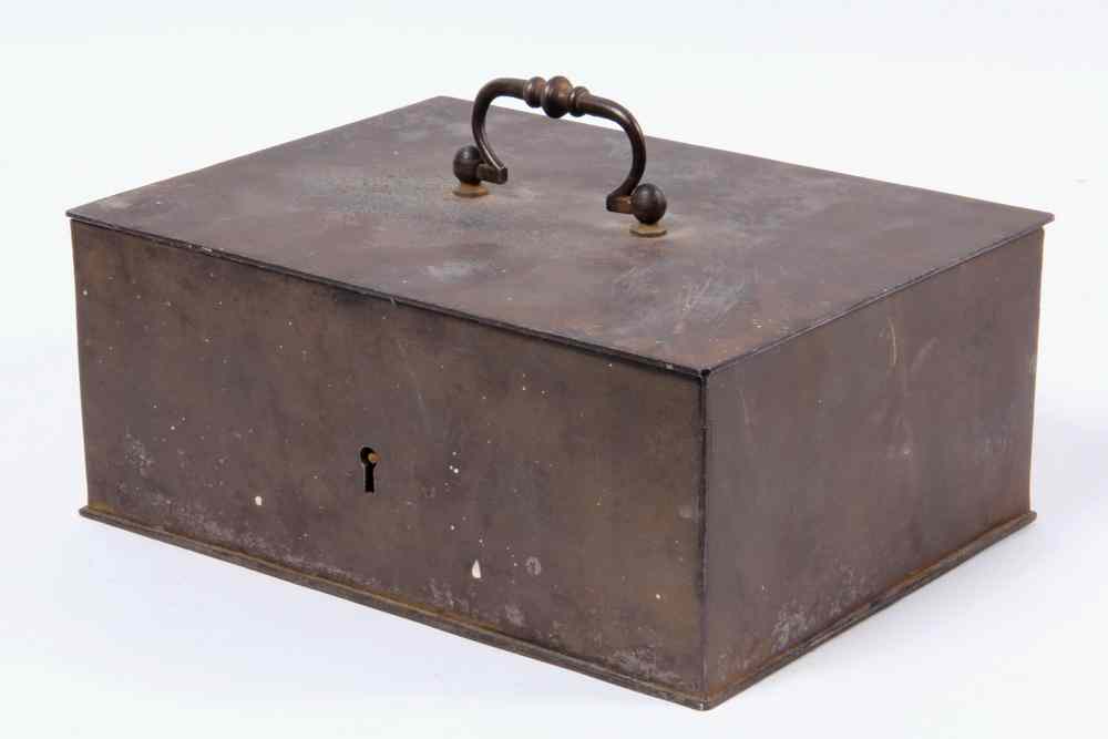 Appraisal: EARLY IRON LOCK BOX- Probably German th Century Heavy iron