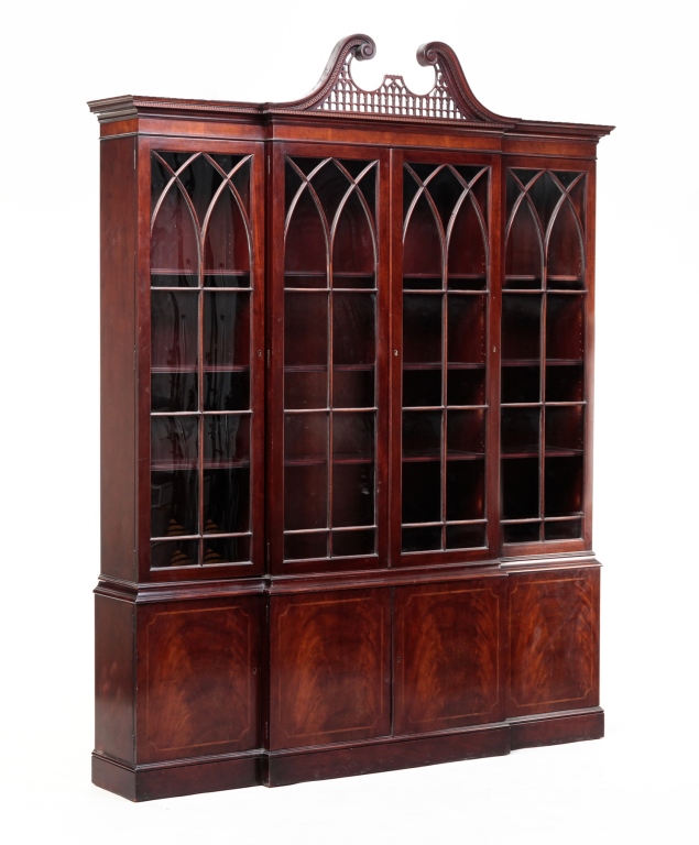 Appraisal: Mid th century mahogany Two piece Top with broken arch