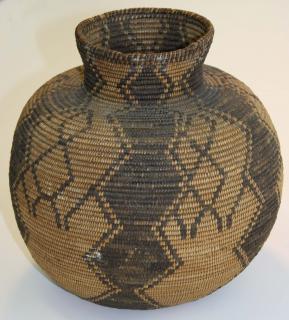 Appraisal: Ca Southwest Native American Apach coil olla basket with human