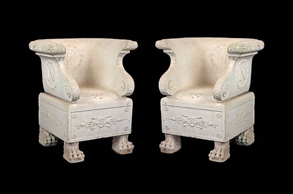 Appraisal: A good pair of Napoleon III marble garden thrones last