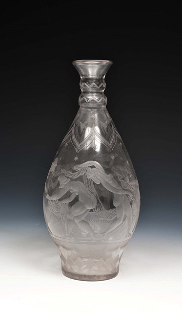 Appraisal: Simon Gates Swedish - for OrreforsDecanter Carafe glass engraved with