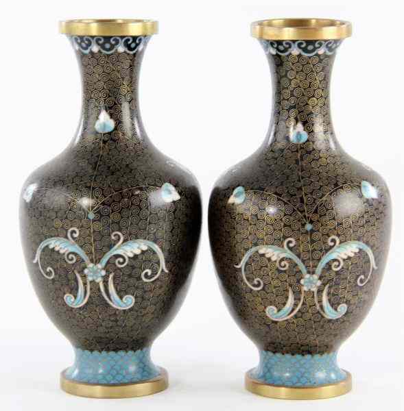 Appraisal: Pair of Chinese Cloisonne Cabinet Vasescirca presented in the original