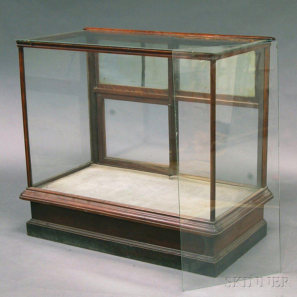 Appraisal: Stained Maple and Glass Showcase imperfections ht wd dp in