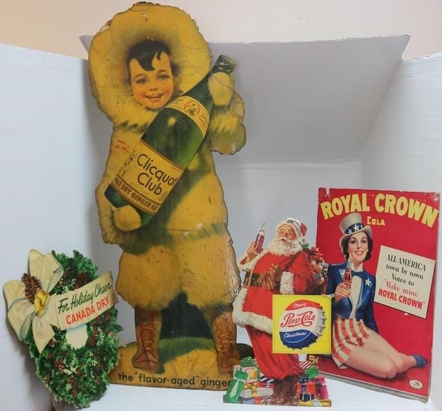 Appraisal: LOT OF VINTAGE CARDBOARD ADVERTISING SIGNS TOINCLUDE A STANDING SANTA