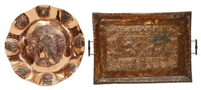 Appraisal: lot of Copper charger and tray th c each decorated