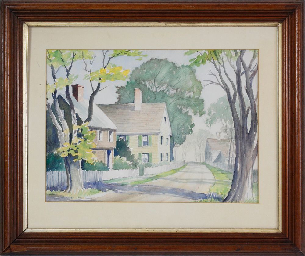 Appraisal: R Richards Nantucket Watercolor Milk Street R Richards Nantucket Watercolor