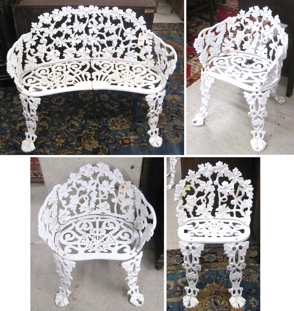 Appraisal: FOUR-PIECE CAST METAL PATIO FURNITURE SET comprising settee pair of