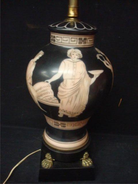 Appraisal: Porcelain Lamp With Greek Decoration From a Washington Heights NYC