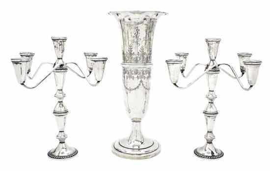 Appraisal: An American Sterling Silver Trumpet Vase Dominick Haff of flared