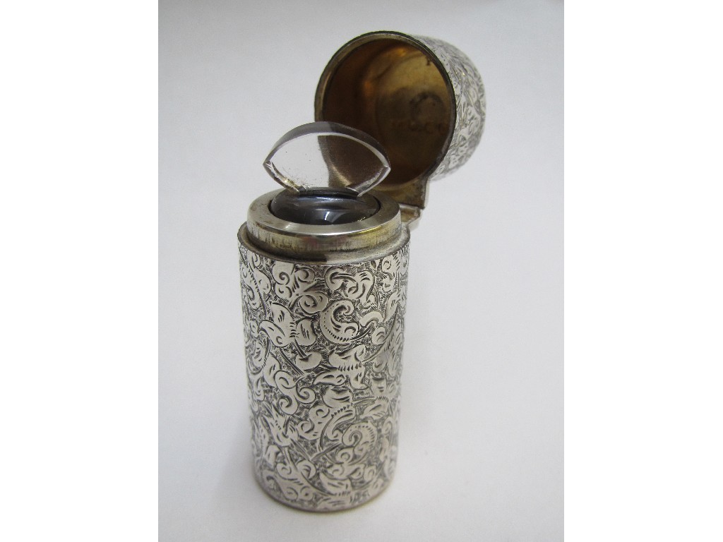 Appraisal: Victorian silver scent bottle the exterior with chased scrolling foliate