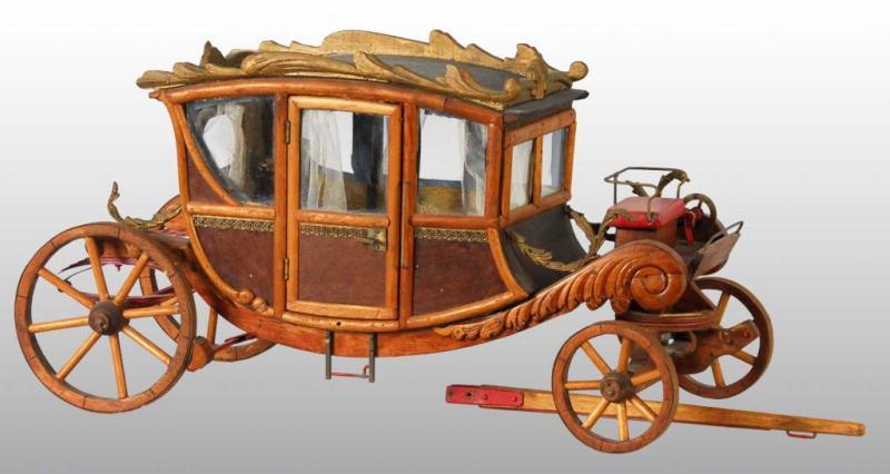 Appraisal: Handmade Wooden Horse-Drawn Coach Model Description Circa Nice hand-carved details