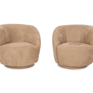 Appraisal: Pair of Nautilus or Cork Screw Swivel Lounge Chairs LATE