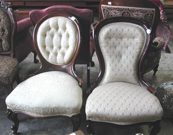 Appraisal: Two Victorian Mahogany Chairs one a Victorian mahogany corset -back