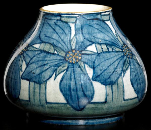 Appraisal: NEWCOMB COLLEGE Early squat vase painted by Marie de Hoa