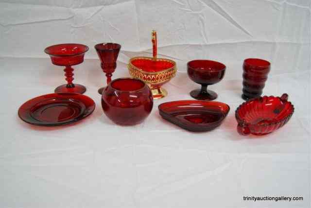 Appraisal: Group of Ruby Red Glass Kitchen Bath ItemsFrom the estate