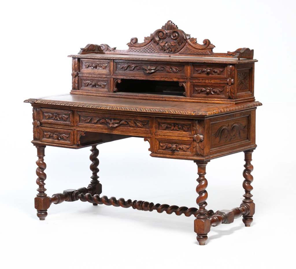 Appraisal: Late th century oak Foliate and gadroon carving throughout gallery