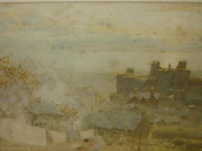 Appraisal: ALBERT GOODWIN Harlech signed and inscribed x gilt frame