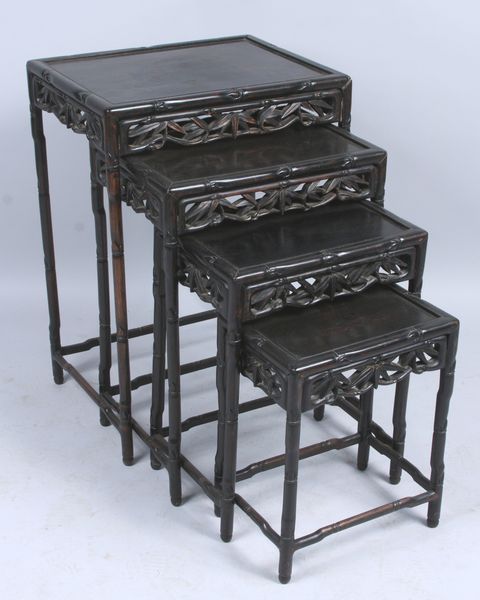 Appraisal: th Century Chinese teakwood nest of four tables h x