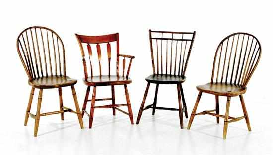 Appraisal: American Windsor chairs early th century consisting of two hoop