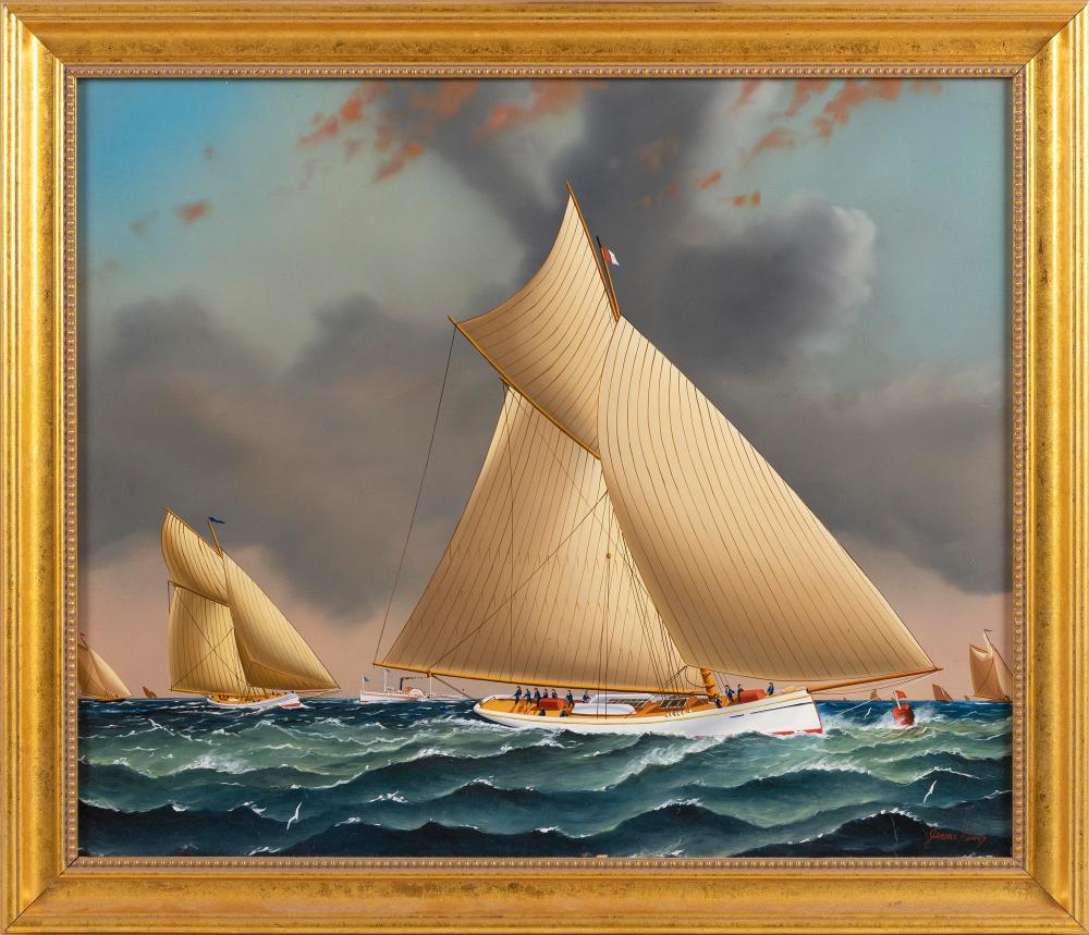 Appraisal: JEROME HOWES NEW YORK MASSACHUSETTS VERMONT B YACHTS RACING OIL