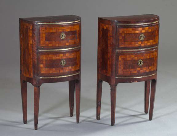 Appraisal: Good Pair of Parquetry-Inlaid Kingwood Side Tables mid- th century