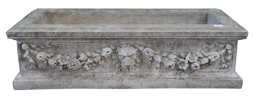 Appraisal: Pair of Large Rectangle Planters cast cement having lion head