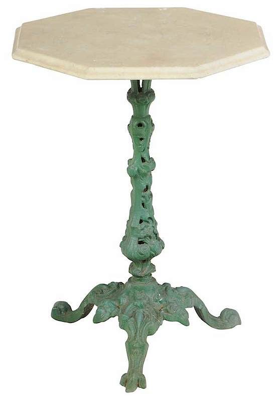 Appraisal: French Cast Iron Marble Top Garden Table late th th