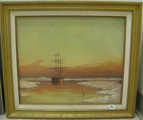 Appraisal: AMERICAN SCHOOL th century oil on canvas Tall masted sailing