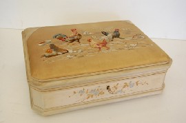 Appraisal: EMBROIDED TOP SILK NEEDLEWORK JEWELLERY BOX