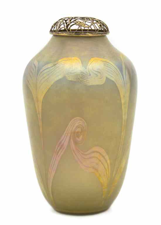 Appraisal: A Tiffany Studios Iridescent Glass Vase of ovoid form with