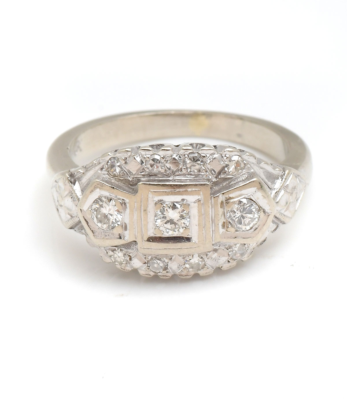 Appraisal: K ART DECO DIAMOND RING K white gold ring contains